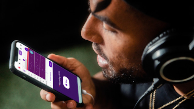 Soundtrap user recording vocals on the Capture App