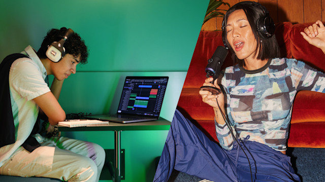 A boy and girl creating music in Soundtrap