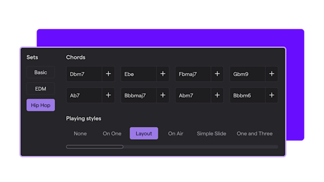 Chords instrument UI in Soundtrap