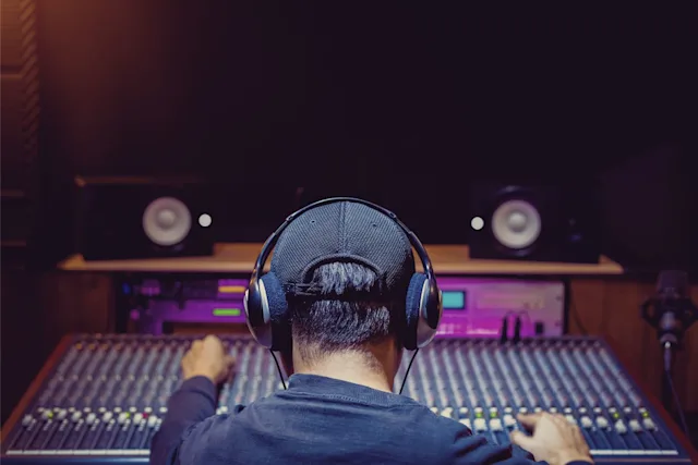Man creating music on his laptop