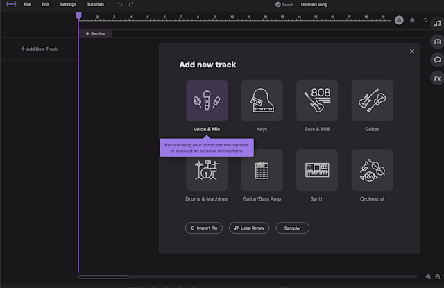 Voice and mic recording in Soundtrap