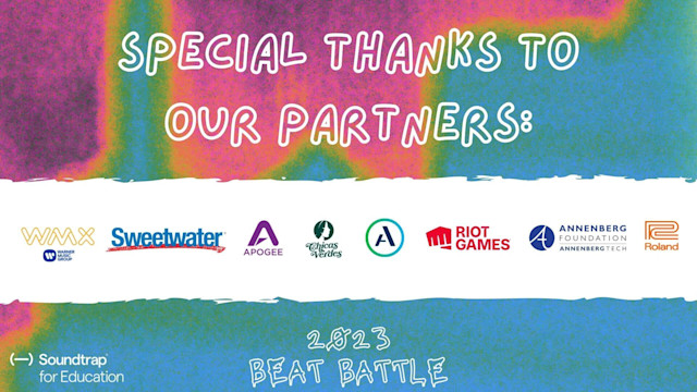 A poster from Soundtrap's Beat Battle thanking partners
