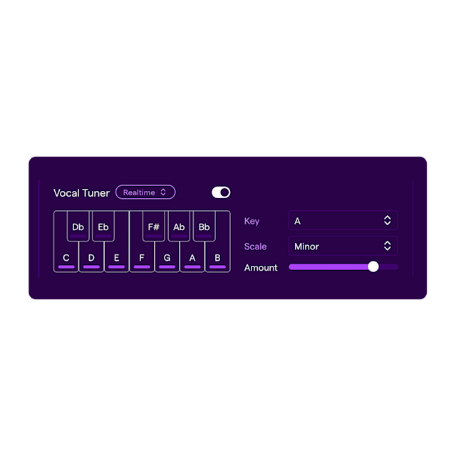 Soundtrap's Vocal Tuner plugin in dark mode