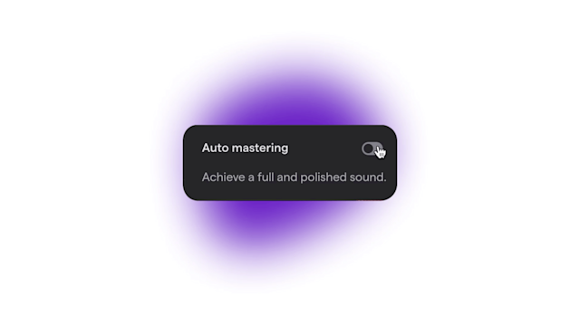 Image of the new auto mastering off on toggle in Soundtrap