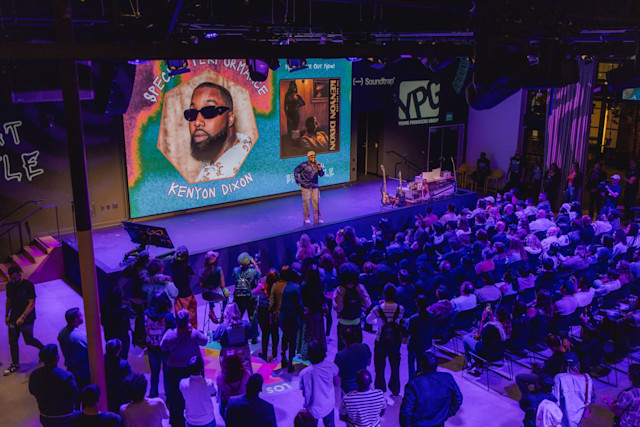 Kenyon Dixon performing on stage at the Soundtrap 2023 Beat Battle.