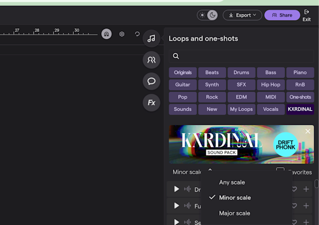 Loops and one shots in Soundtrap