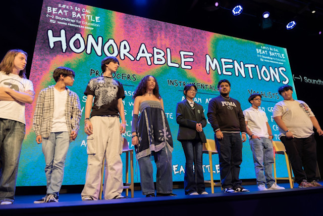 Honourable mentions on stage at the Soundtrap Beat Battle