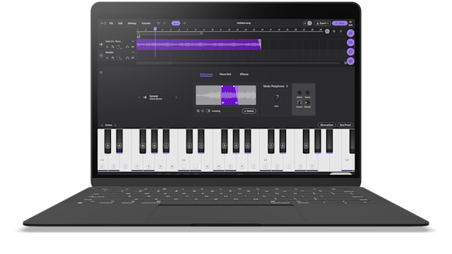 Soundtrap The Sampler on a laptop screen