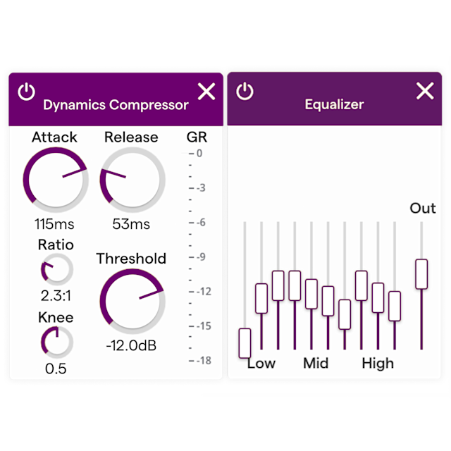 An image of soundtrap plugins EQ and Compressor