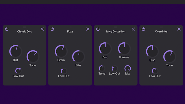 Some distortion effects available in Soundtrap