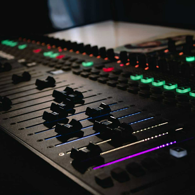 Mixing sound board in the studio