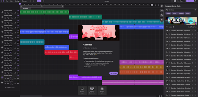 Corridos sample track in Soundtrap