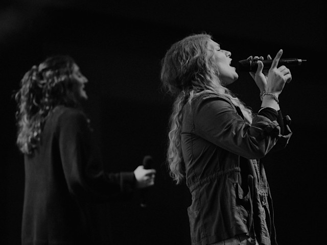 Girls singing in duet