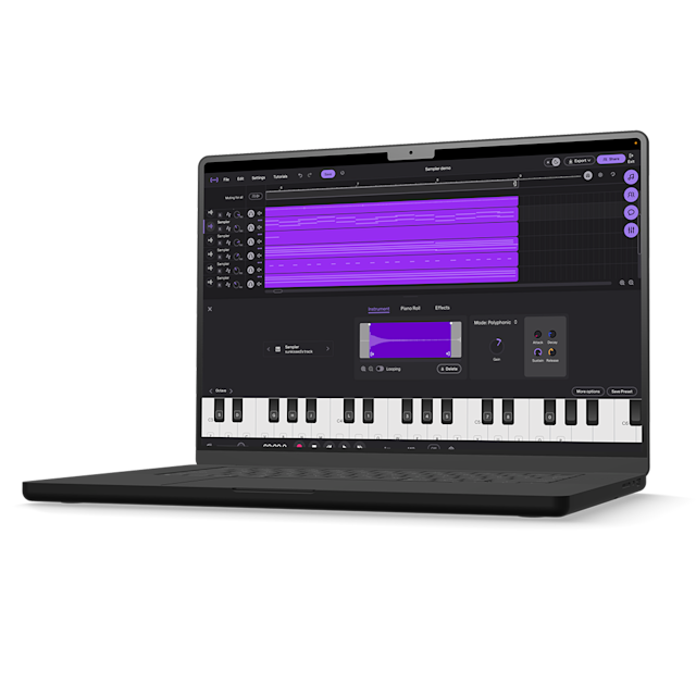 Laptop showing the sampler in Soundtrap