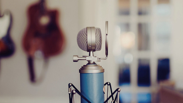 A microphone in a studio