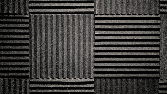 Sound-absorbent panels on a wall