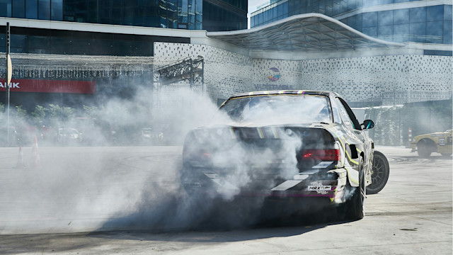 A car drifting while listening to drift phonk