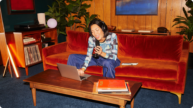 Girl recording vocals