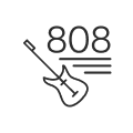 um ícone composto por uma guitarra elétrica com o número 808 em cima